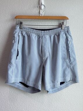 Men’s Birddogs Athletic Lined Gym Shorts Blue White Striped Size Medium Short